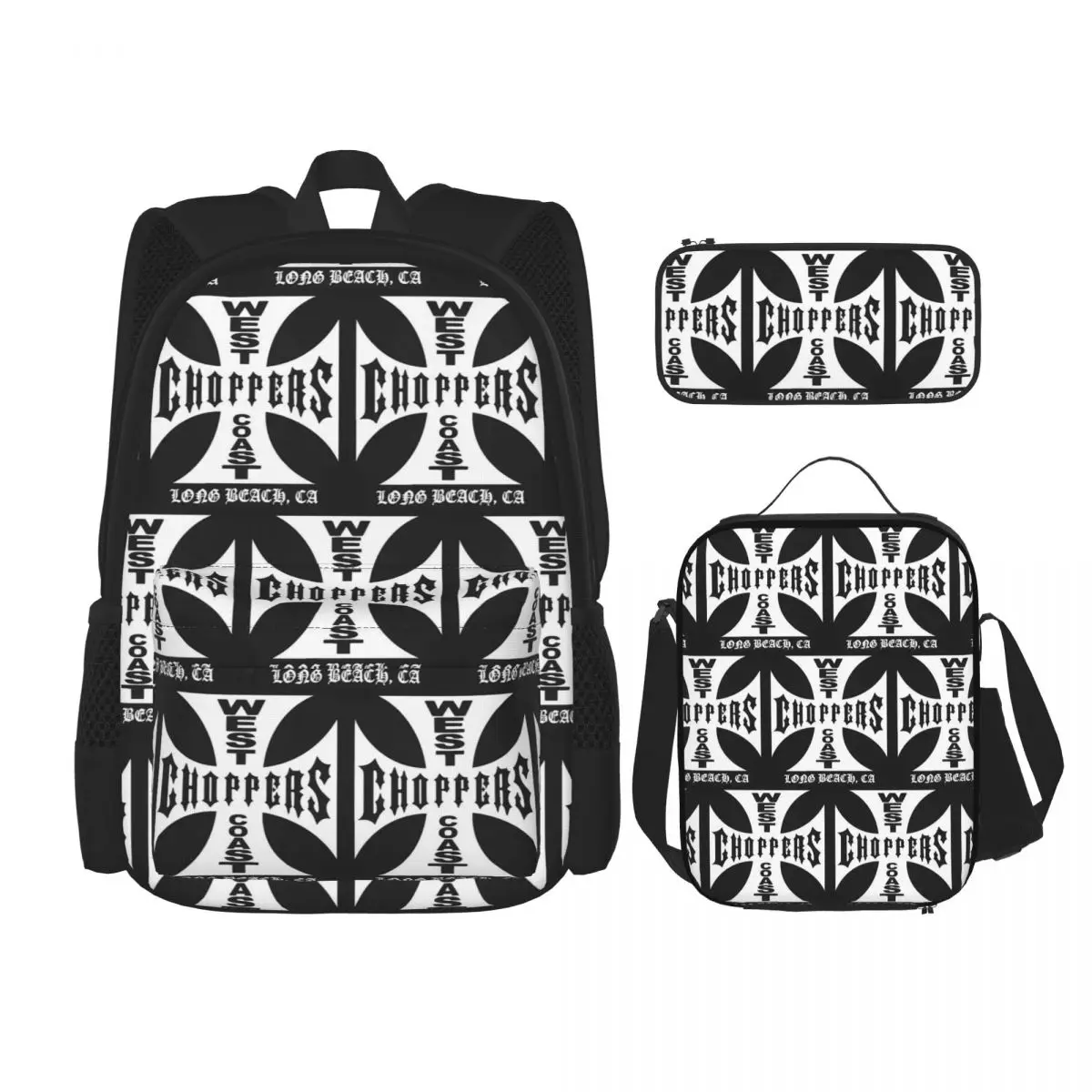 West Coast Iron Cross Choppers Backpacks Boys Girls Bookbag School Bags Rucksack Lunch Bag Pen Bag Three-Piece Set
West Coast Iron Cross Choppers Backpacks Boys Girls Bookbag School Bags Rucksack Lunch Bag Pen Bag Three-Piece Set