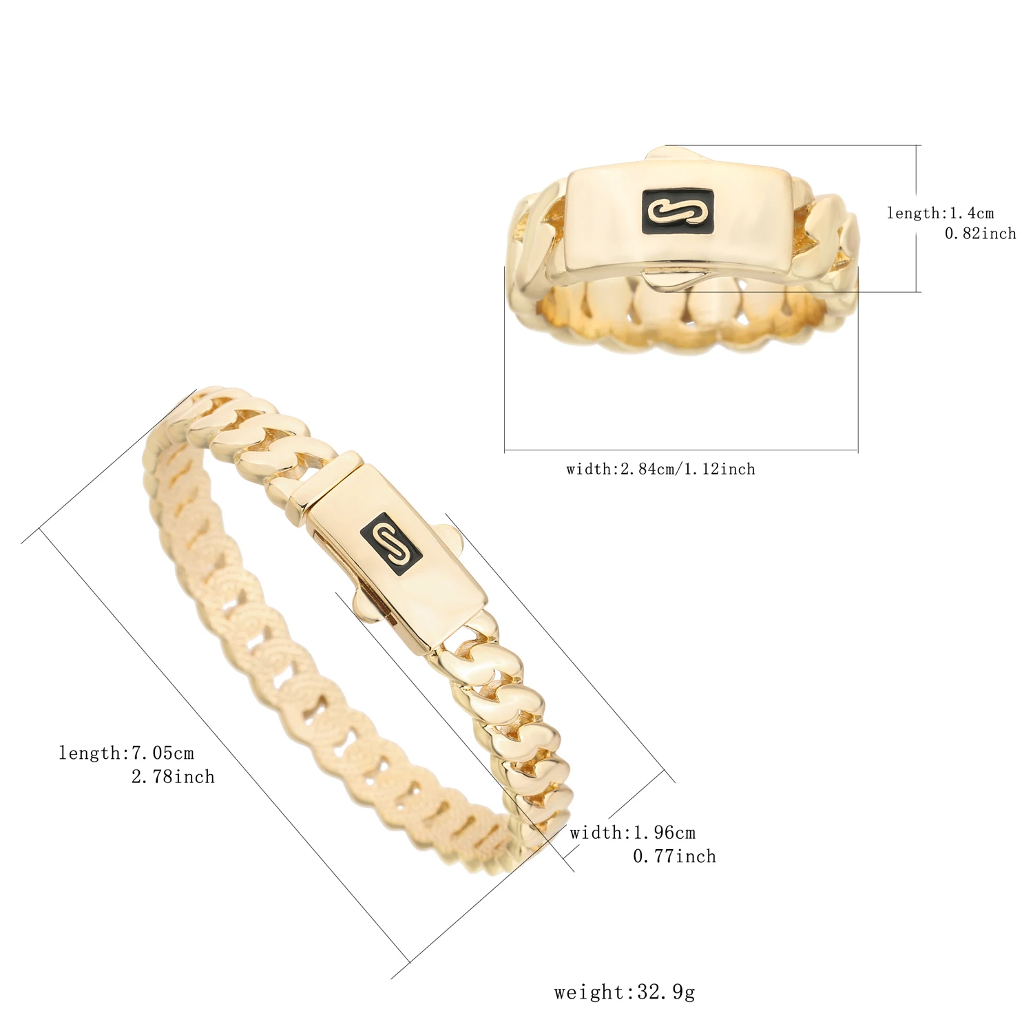 Fashion Smooth Monaco Bracelet and Ring Jewelry Set Bracelet Thickness: 1.96cm, Length: 7.05cm Free Shipping Item
Fashion Smooth Monaco Bracelet and Ring Jewelry Set Bracelet Thickness: 1.96cm, Length: 7.05cm Free Shipping Item