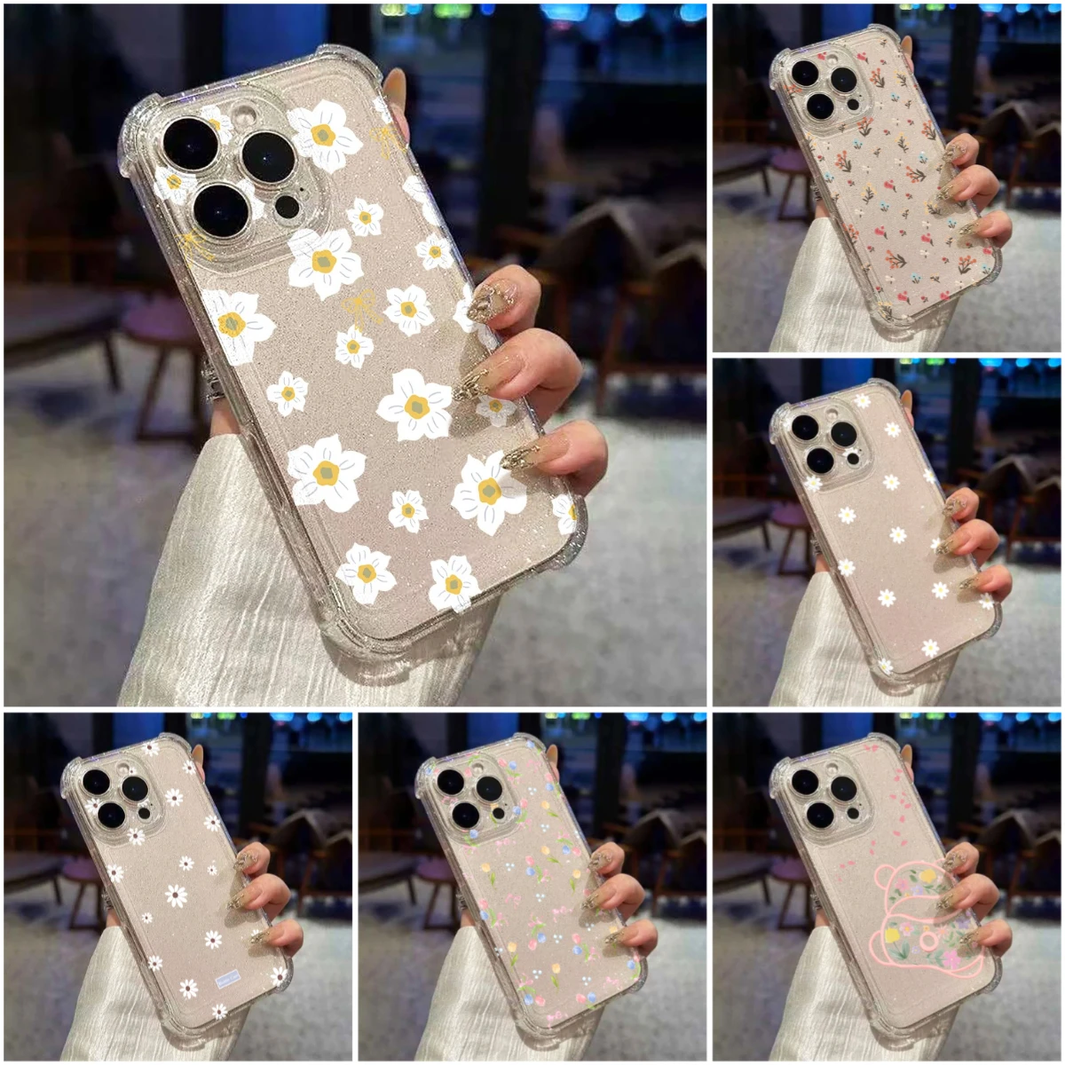 Floral Pattern Shockproof Glitter Bling Clear Phone Case For iPhone 17 Air 16 15 14 13 12 11 Pro Max Silicone Soft Cover funda
Floral Pattern Shockproof Glitter Bling Clear Phone Case For iPhone 17 Air 16 15 14 13 12 11 Pro Max Silicone Soft Cover funda