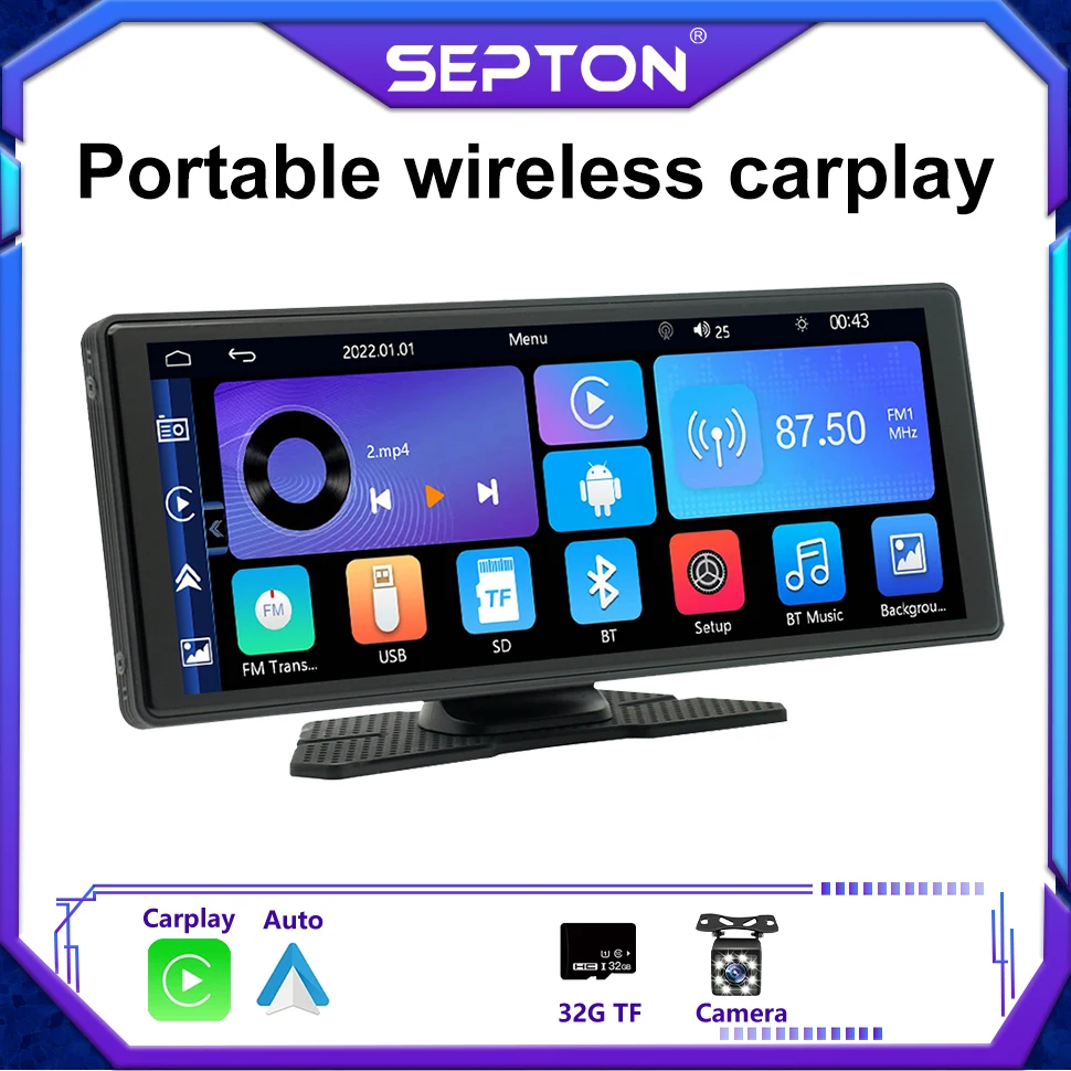 SEPTON 2 Din Multimedia Video Player Android Auto Universal Portable 10inch HD Touch Screen Wireless Carplay FM/BT Car Radio
SEPTON 2 Din Multimedia Video Player Android Auto Universal Portable 10inch HD Touch Screen Wireless Carplay FM/BT Car Radio