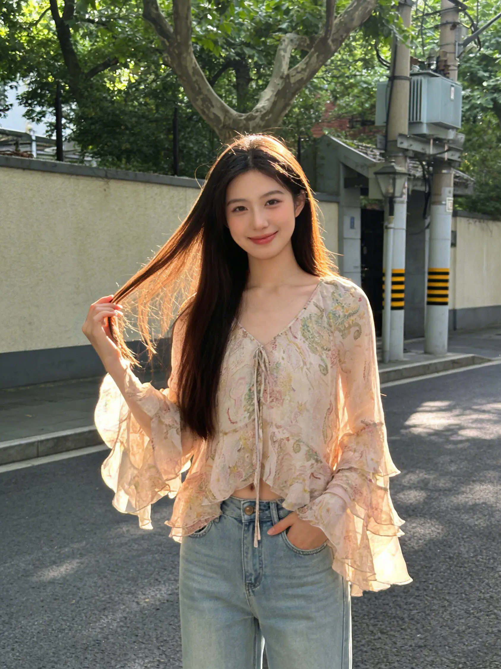 Artistic Printed Women's Shirt Spring 2026 Fashion Trend Versatile Stylish Commute Style Long Sleeve V-Neck Non-Stretchy
Artistic Printed Women's Shirt Spring 2026 Fashion Trend Versatile Stylish Commute Style Long Sleeve V-Neck Non-Stretchy