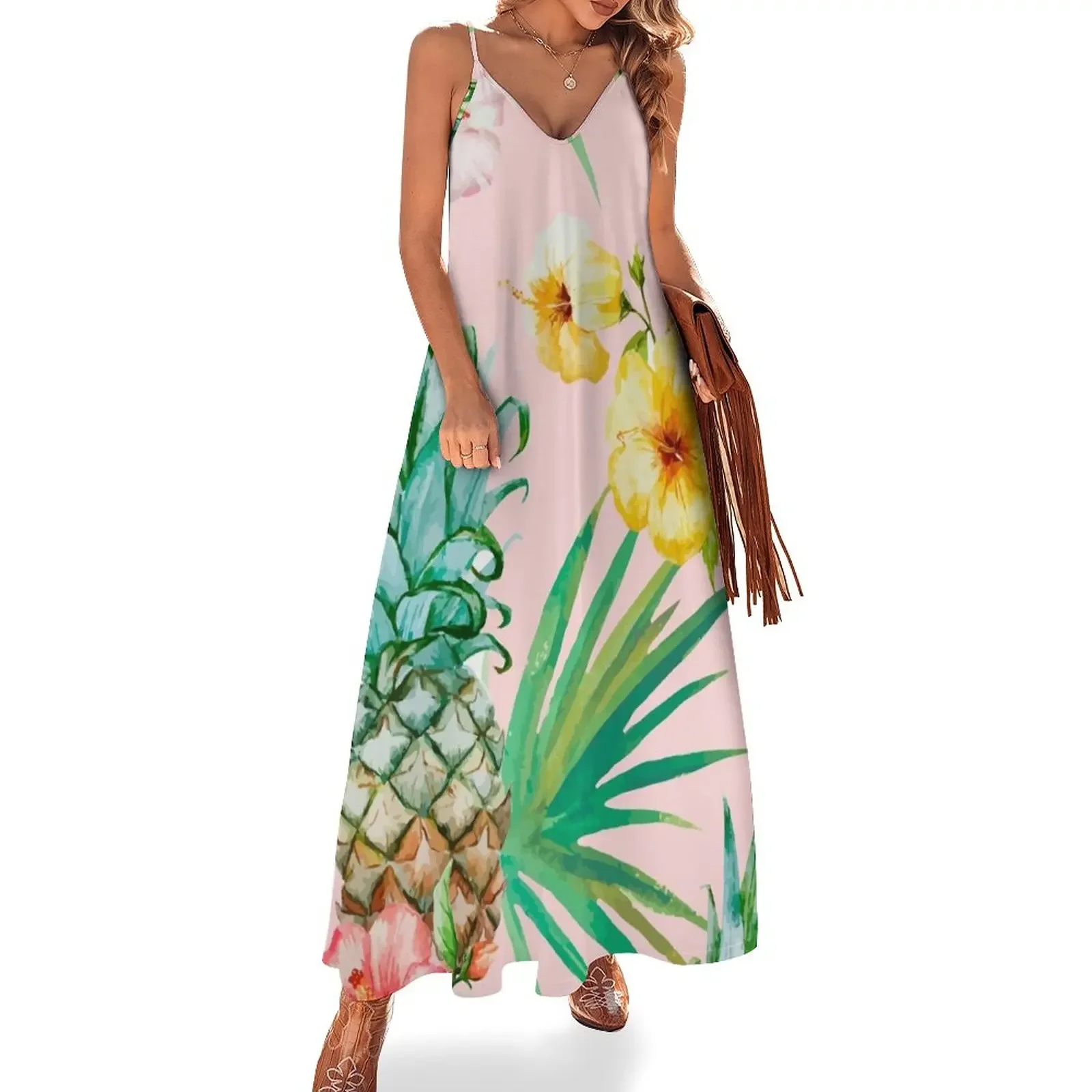 Hawaii Vintage Tropical Botanical Jungle Floral Watercolor Blush Pastel Pineapple Palm Painting Sleeveless Dress
Hawaii Vintage Tropical Botanical Jungle Floral Watercolor Blush Pastel Pineapple Palm Painting Sleeveless Dress