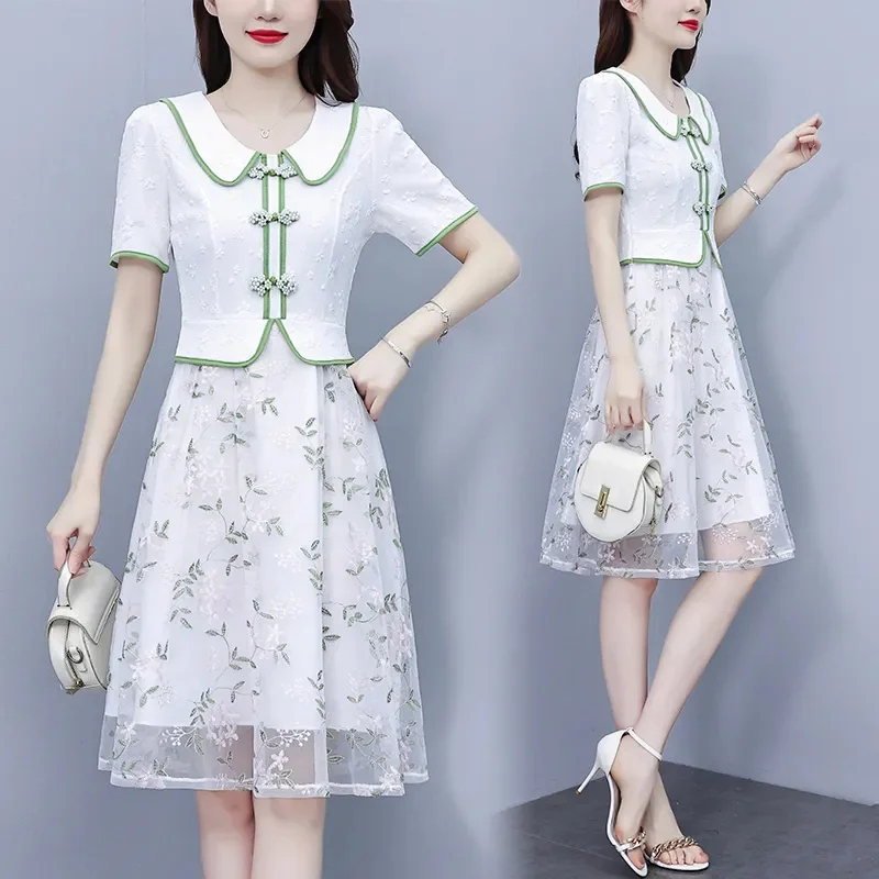 Large Size Women's Dress 2025 Summer New Korean Vestidos Femininity Popular Temperament Mesh Fake Two Pieces Dresses Female Tide
Large Size Women's Dress 2025 Summer New Korean Vestidos Femininity Popular Temperament Mesh Fake Two Pieces Dresses Female Tide