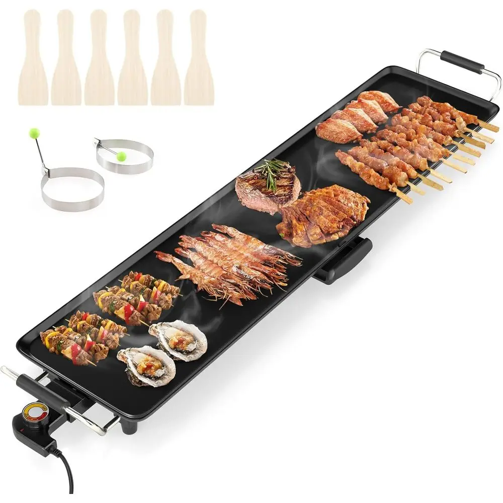 35 XL Electric Teppanyaki Griddle with Nonstick Surface, Adjustable Heat, Insulated Handles, Drip Tray for Indoor/Outdoor Use
35 XL Electric Teppanyaki Griddle with Nonstick Surface, Adjustable Heat, Insulated Handles, Drip Tray for Indoor/Outdoor Use