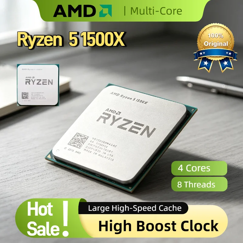 AMD Ryzen 5 1500X 4 Core 8 Thread 3.7GHz Boost Unlocked AM4 Desktop Gaming Processor Without Package Pro Max 8K HD Unit
AMD Ryzen 5 1500X 4 Core 8 Thread 3.7GHz Boost Unlocked AM4 Desktop Gaming Processor Without Package Pro Max 8K HD Unit