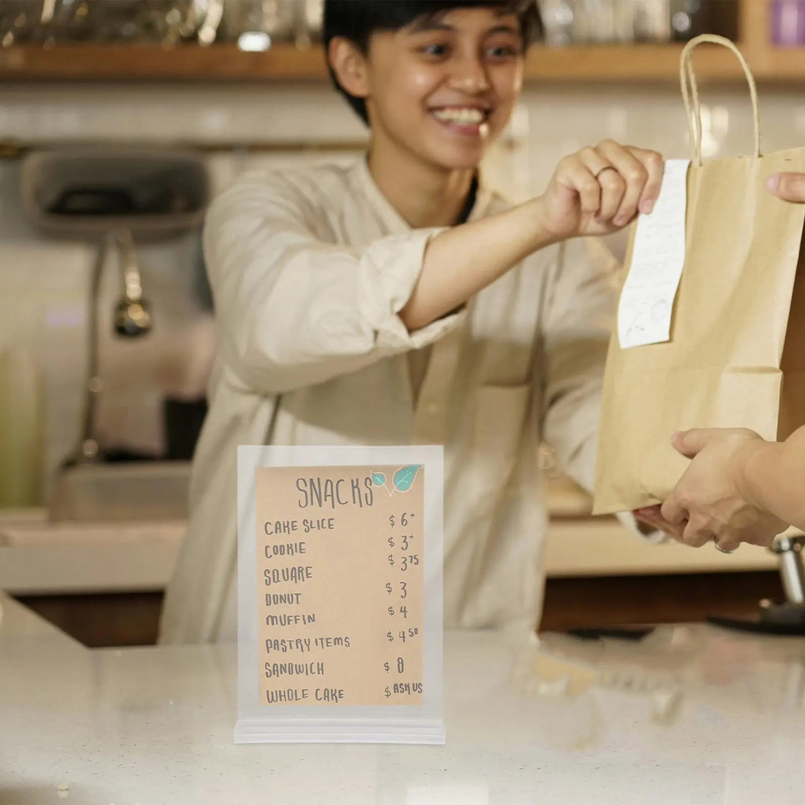 2Pcs A6 T-Shaped Double-Sided Acrylic Display Stand for Menu Price Cards Flyers Brochure Tabletop Sign Holder Restaurant Cafe
2Pcs A6 T-Shaped Double-Sided Acrylic Display Stand for Menu Price Cards Flyers Brochure Tabletop Sign Holder Restaurant Cafe