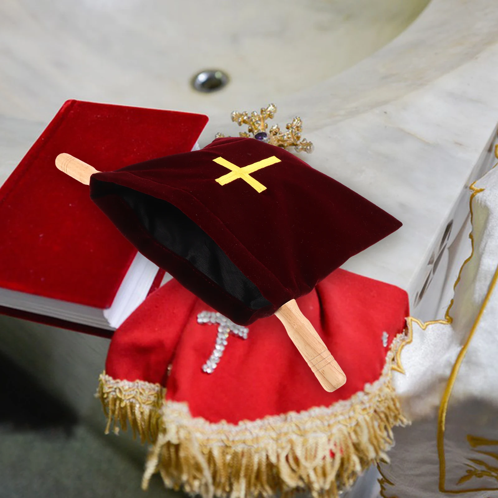 Church Offering Bag Holy Communion Decorations Large Capacity Fabric Wooden Material Embroidered Cross Design Baptism Party Bag
Church Offering Bag Holy Communion Decorations Large Capacity Fabric Wooden Material Embroidered Cross Design Baptism Party Bag