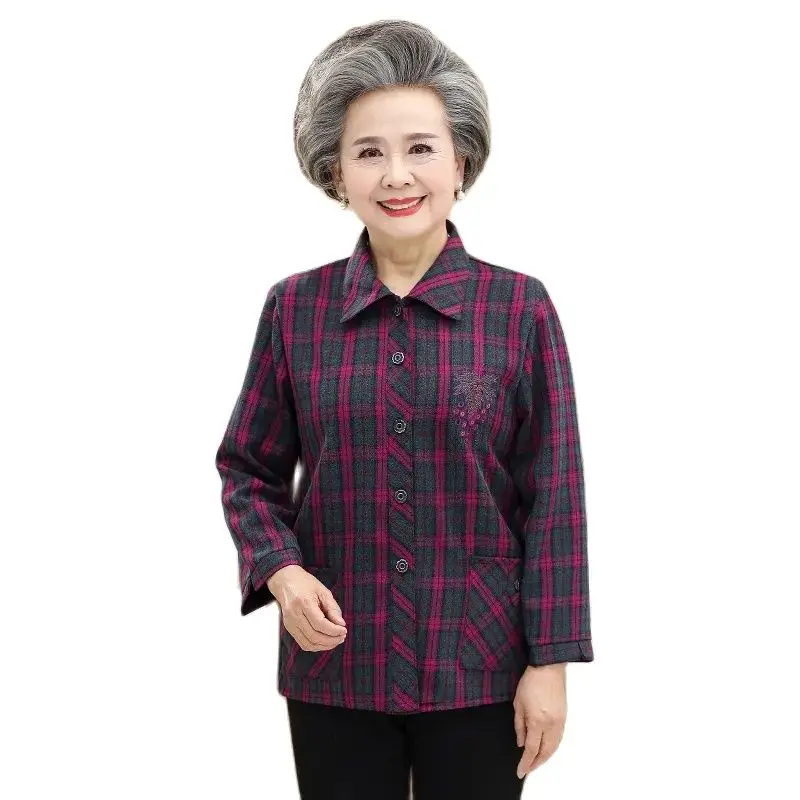 5XL Loose Women Plaid Shirt Tops Middle-Aged Elderly 60-70-80 Years Mom Long-Sleeved Spring Autumn Blouse With Pockets 2022
5XL Loose Women Plaid Shirt Tops Middle-Aged Elderly 60-70-80 Years Mom Long-Sleeved Spring Autumn Blouse With Pockets 2022