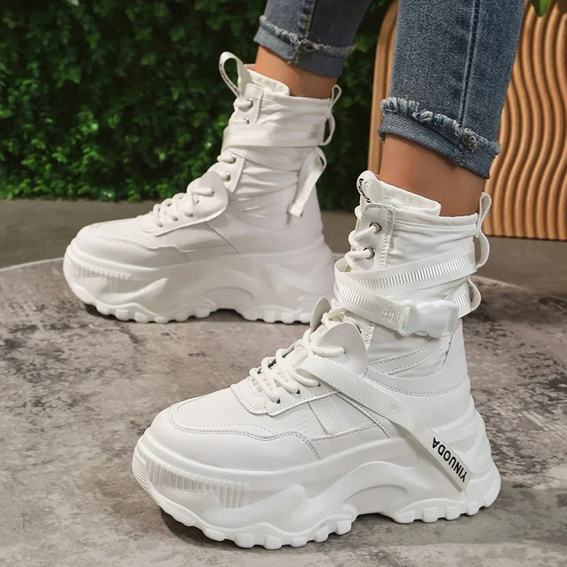 White Chunky Platform Motorcycle Boots Women Buckle Lace Up Thick Bottom Ankle Boots Woman 2023 Autumn Fashion Vulcanized Shoes
White Chunky Platform Motorcycle Boots Women Buckle Lace Up Thick Bottom Ankle Boots Woman 2023 Autumn Fashion Vulcanized Shoes