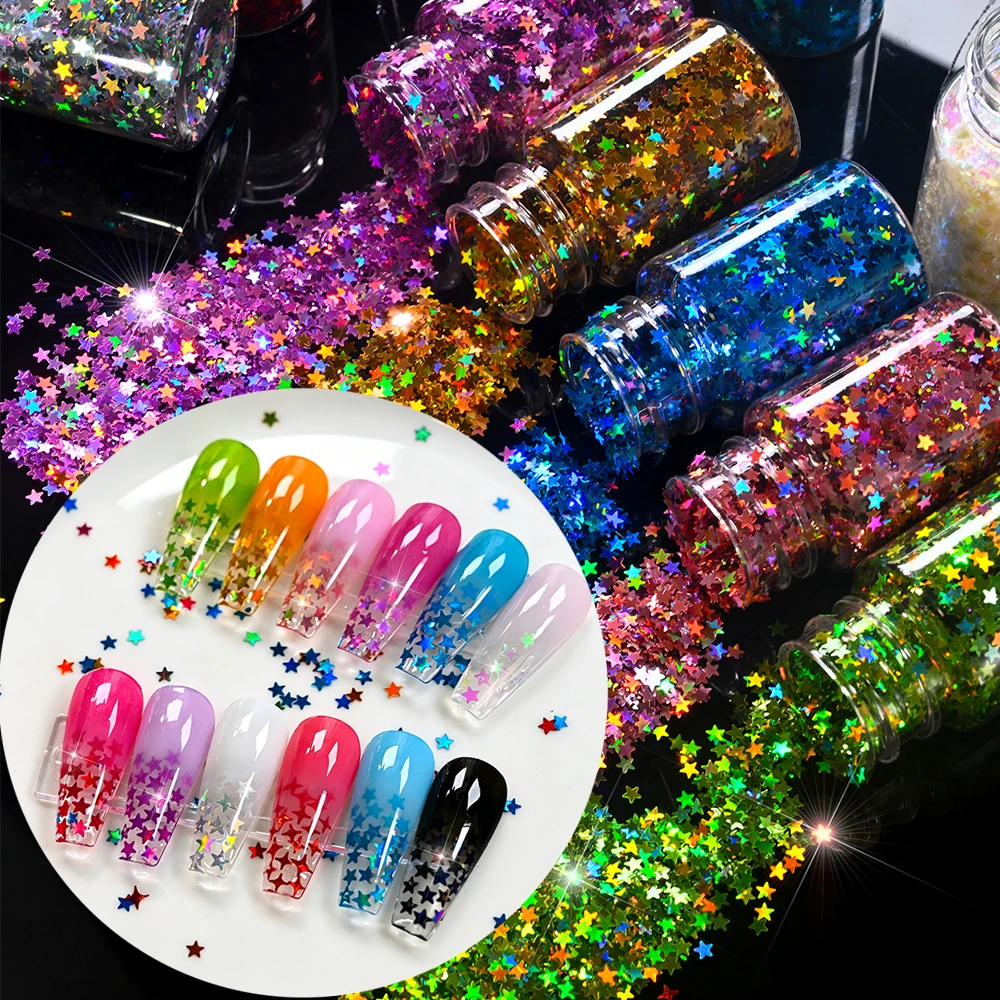 12jar Laser Fluorescence Stars Nail Sequin Colorful Thin Stars Nail Glitter Powder Decoration Starlight Shape Flakes Nail Suppl
12jar Laser Fluorescence Stars Nail Sequin Colorful Thin Stars Nail Glitter Powder Decoration Starlight Shape Flakes Nail Suppl