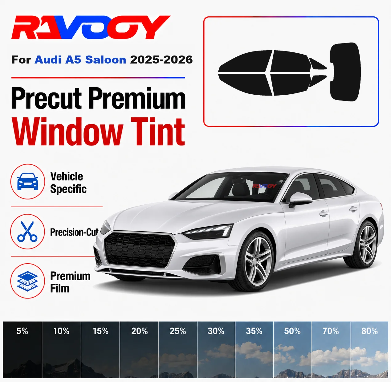 Premium Precut Window Tint Kit Front Rear Windows Rear Windshield For Audi A5 Saloon 2025-2026 Complete Set Nano Ceramic Film
Premium Precut Window Tint Kit Front Rear Windows Rear Windshield For Audi A5 Saloon 2025-2026 Complete Set Nano Ceramic Film