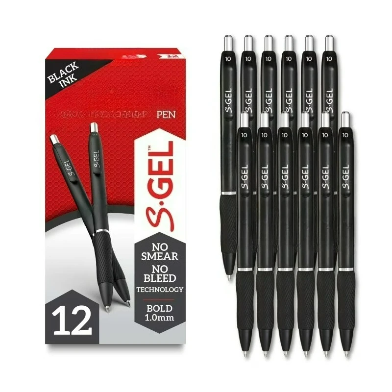 Gel Pens, Bold Point (1.0mm), Black Ink Gel Pen, 12 Count
Gel Pens, Bold Point (1.0mm), Black Ink Gel Pen, 12 Count