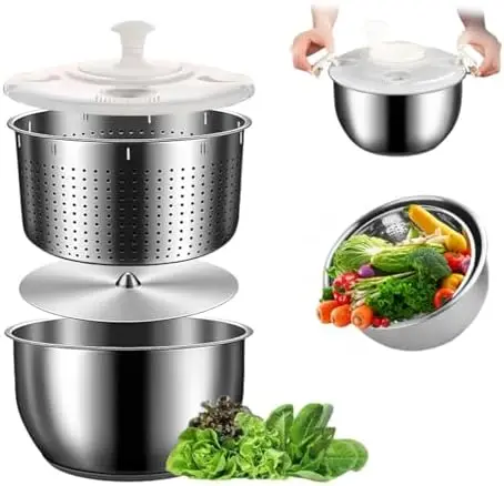 6L Stainless Steel Salad Spinner with Non-Slip Base – Dishwasher Safe, Multi-Use Kitchen Strainer for Veggies
6L Stainless Steel Salad Spinner with Non-Slip Base – Dishwasher Safe, Multi-Use Kitchen Strainer for Veggies