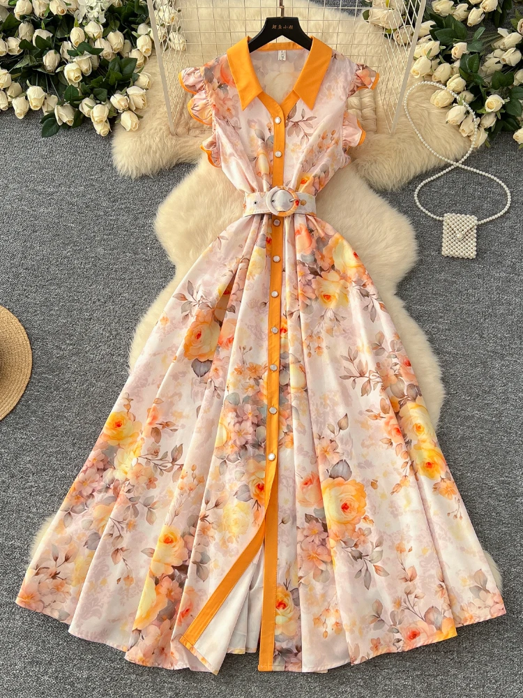 Summer Runway Gorgeous Bohemian Maxi Dress Women Clothing Flying Sleeve Single Breasted Floral Print Long Robe Party Vestidos
Summer Runway Gorgeous Bohemian Maxi Dress Women Clothing Flying Sleeve Single Breasted Floral Print Long Robe Party Vestidos