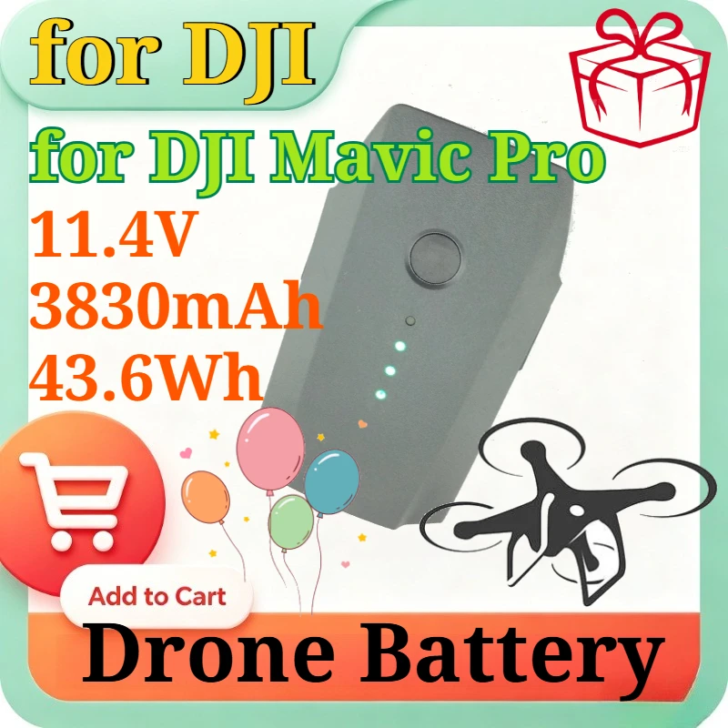 New 11.4V 3830mAh 43.6Wh High Capacity Intelligent Flight Battery Replacement for DJI Mavic Pro Drone Battery Long Flight Time
New 11.4V 3830mAh 43.6Wh High Capacity Intelligent Flight Battery Replacement for DJI Mavic Pro Drone Battery Long Flight Time