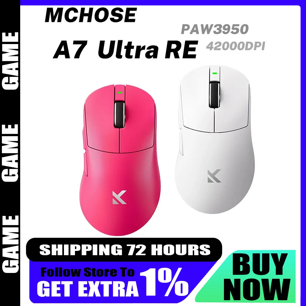 MCHOSE A7 Ultra(RE)Mouse Tri Mode Wireless Mouse Paw3950 8000Hz Lightweight E-sports Game Mice for Valorant CS2 PC Accesssories
MCHOSE A7 Ultra(RE)Mouse Tri Mode Wireless Mouse Paw3950 8000Hz Lightweight E-sports Game Mice for Valorant CS2 PC Accesssories