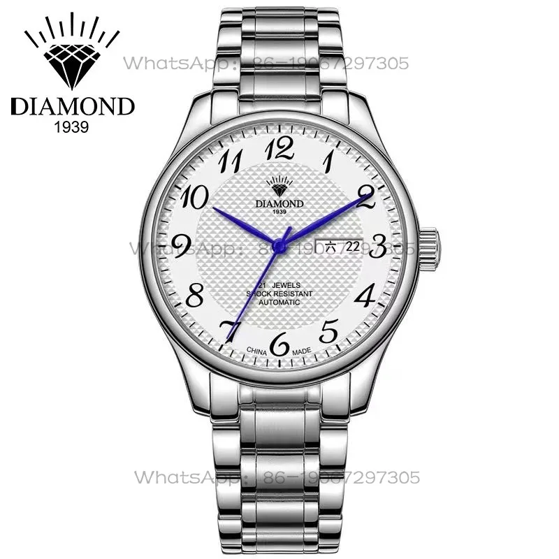 Shanghai Diamond Brand Fully Automatic Mechanical Watch Double Calendar Stainless Steel Waterproof Large Digital Domestic Watch
Shanghai Diamond Brand Fully Automatic Mechanical Watch Double Calendar Stainless Steel Waterproof Large Digital Domestic Watch