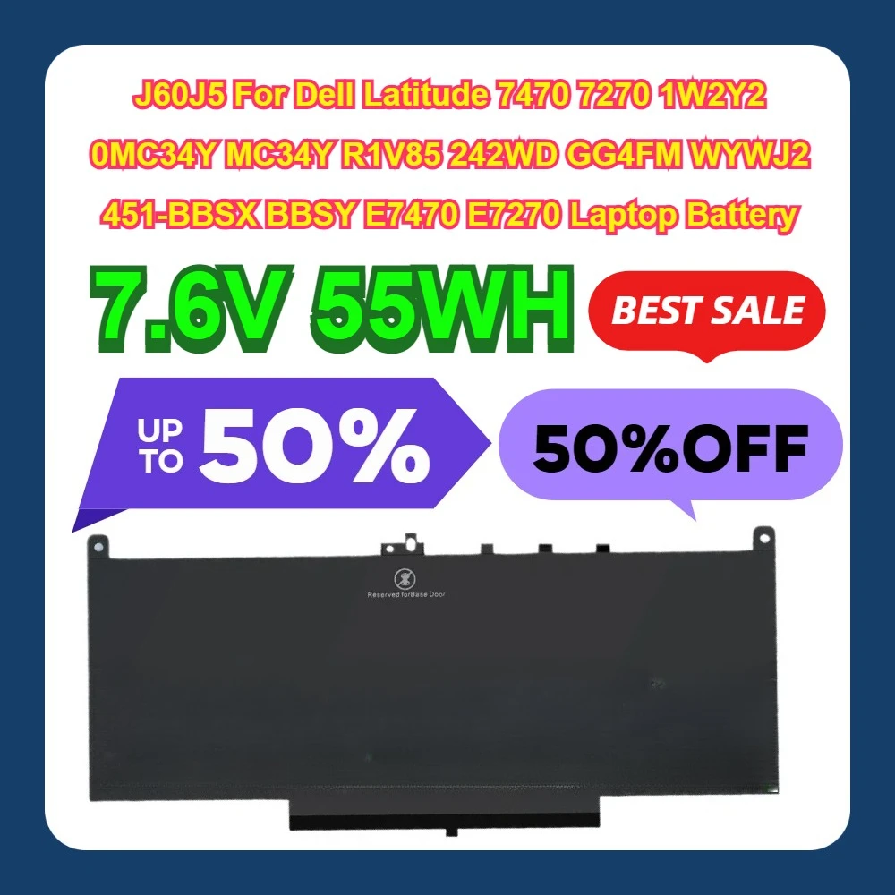 7,6 В 55 Втч J60J5 для Dell Latitude 7470 7270 1W2Y2 0MC34Y MC34Y R1V85 242WD GG4FM WYWJ2 451-BBSX BBSY E7470 E7270 Аккумулятор для ноутбука
7,6 В 55 Втч J60J5 для Dell Latitude 7470 7270 1W2Y2 0MC34Y MC34Y R1V85 242WD GG4FM WYWJ2 451-BBSX BBSY E7470 E7270 Аккумулятор для ноутбука