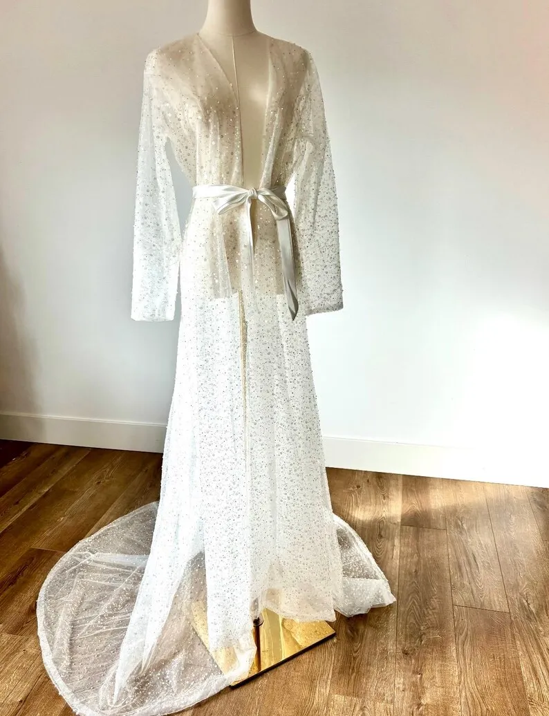 Sparkling Dresses Women Robe V-Neck Sequins Lace Up Long Sleeve Maternity Dressing Shower Gown for Photography Custom Made
Sparkling Dresses Women Robe V-Neck Sequins Lace Up Long Sleeve Maternity Dressing Shower Gown for Photography Custom Made