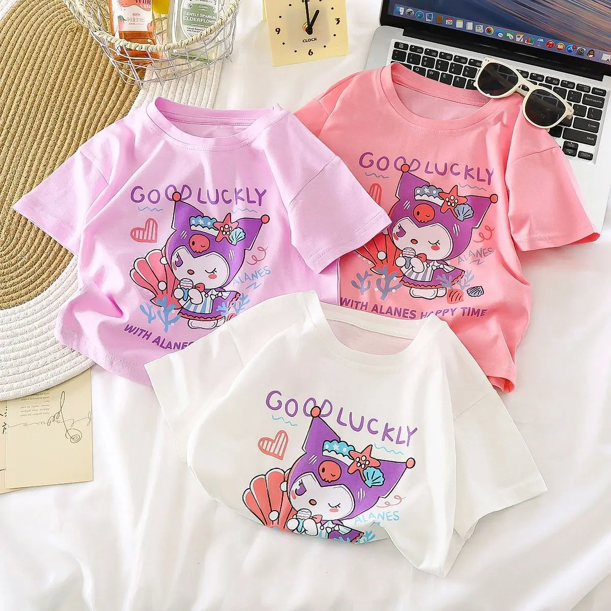 Sanrio Kulomi Children's T-shirt My melody cartoon cute print versatile summer breathable short sleeve top
Sanrio Kulomi Children's T-shirt My melody cartoon cute print versatile summer breathable short sleeve top