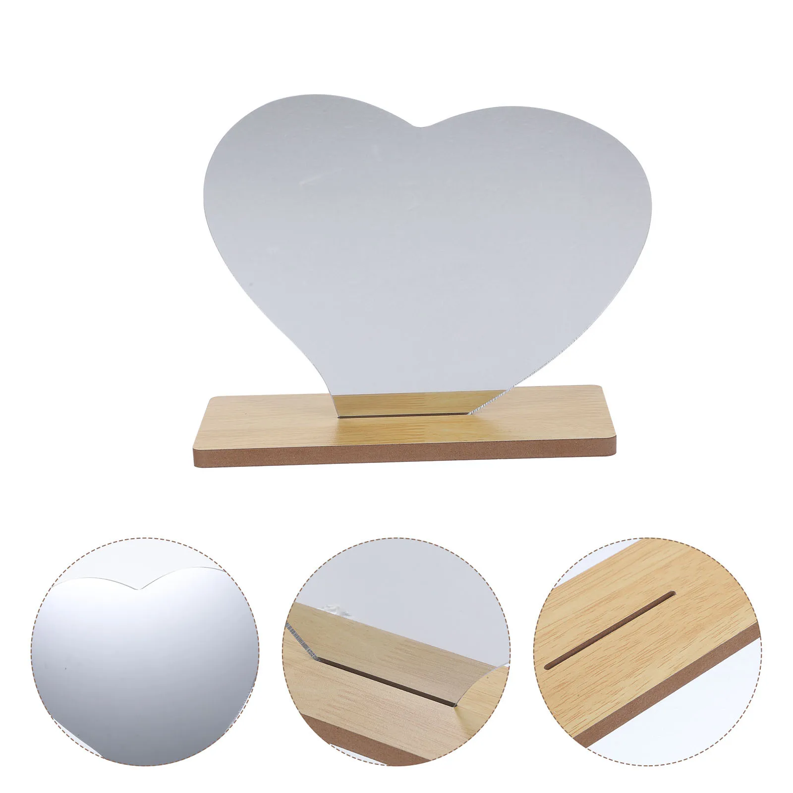 Desktop Heart Shaped Mirror Acrylic Surface Wooden Base Stable Decorative Mirror for Table Aesthetic Desk Decor
Desktop Heart Shaped Mirror Acrylic Surface Wooden Base Stable Decorative Mirror for Table Aesthetic Desk Decor