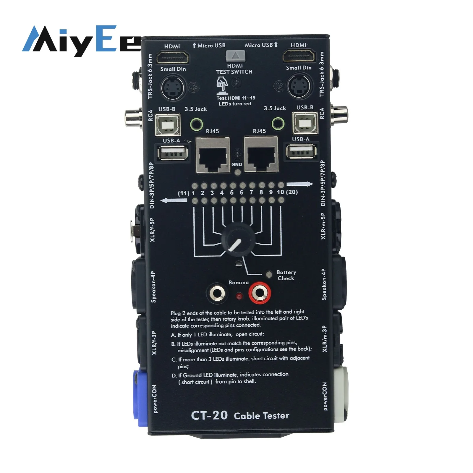 CT-20 Audio Cable Tester RJ45 Cable Tester (Measures 20 Types) for HDMI-compatible PowerCON Speakon 
CT-20 Audio Cable Tester RJ45 Cable Tester (Measures 20 Types) for HDMI-compatible PowerCON Speakon