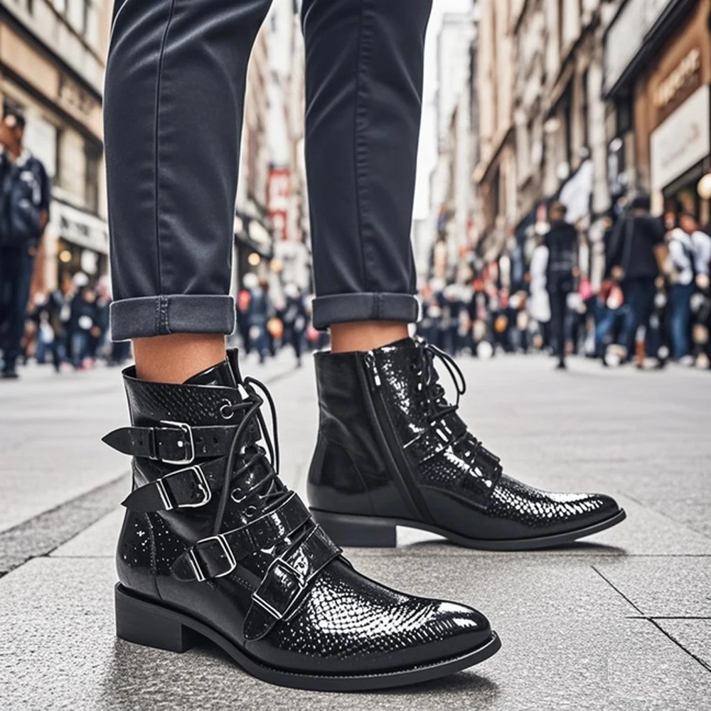 Summer Man Buckle Strap shoes Dress Boots Model Show shoes Banquet Party Personalized boots cow leather Marry boots
Summer Man Buckle Strap shoes Dress Boots Model Show shoes Banquet Party Personalized boots cow leather Marry boots