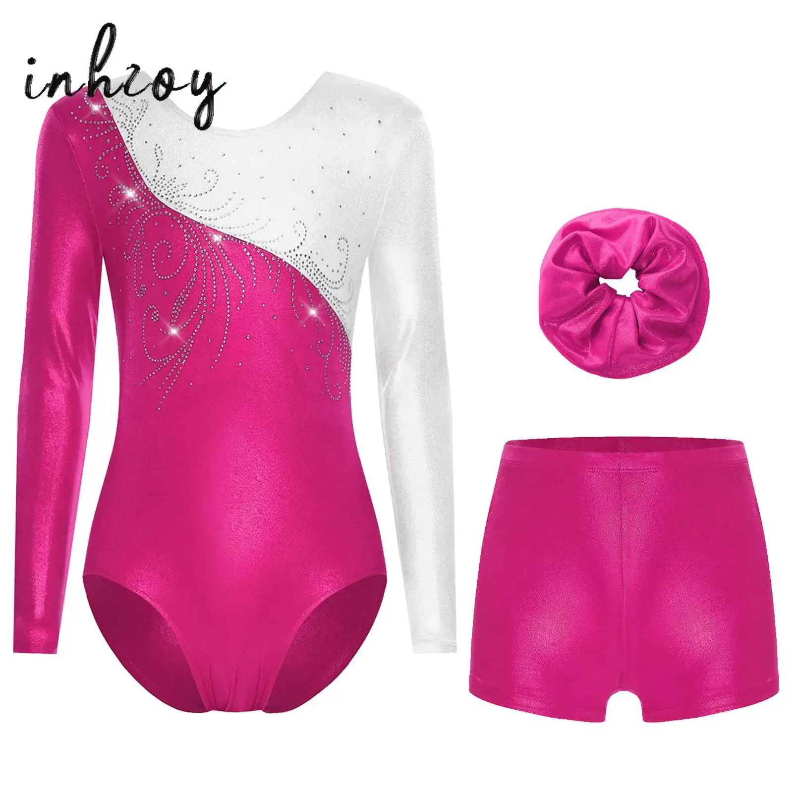 Kids Girls Long Sleeve Shiny Rhinestones Metallic Ballet Leotard with Shorts And Hairband for Figure Skating Dance Performance
Kids Girls Long Sleeve Shiny Rhinestones Metallic Ballet Leotard with Shorts And Hairband for Figure Skating Dance Performance