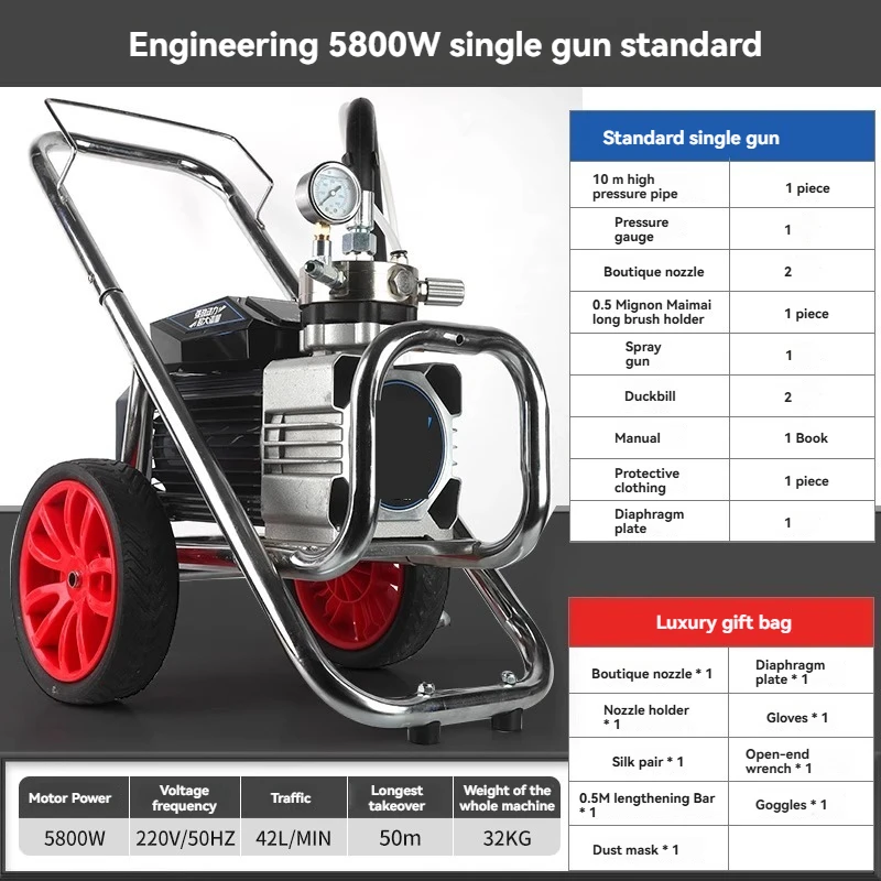 High Pressure Airless Electric Spraying Machine, Multifunctional Paint, Latex Paint, High-power Spraying Machine, Spray Gun
High Pressure Airless Electric Spraying Machine, Multifunctional Paint, Latex Paint, High-power Spraying Machine, Spray Gun