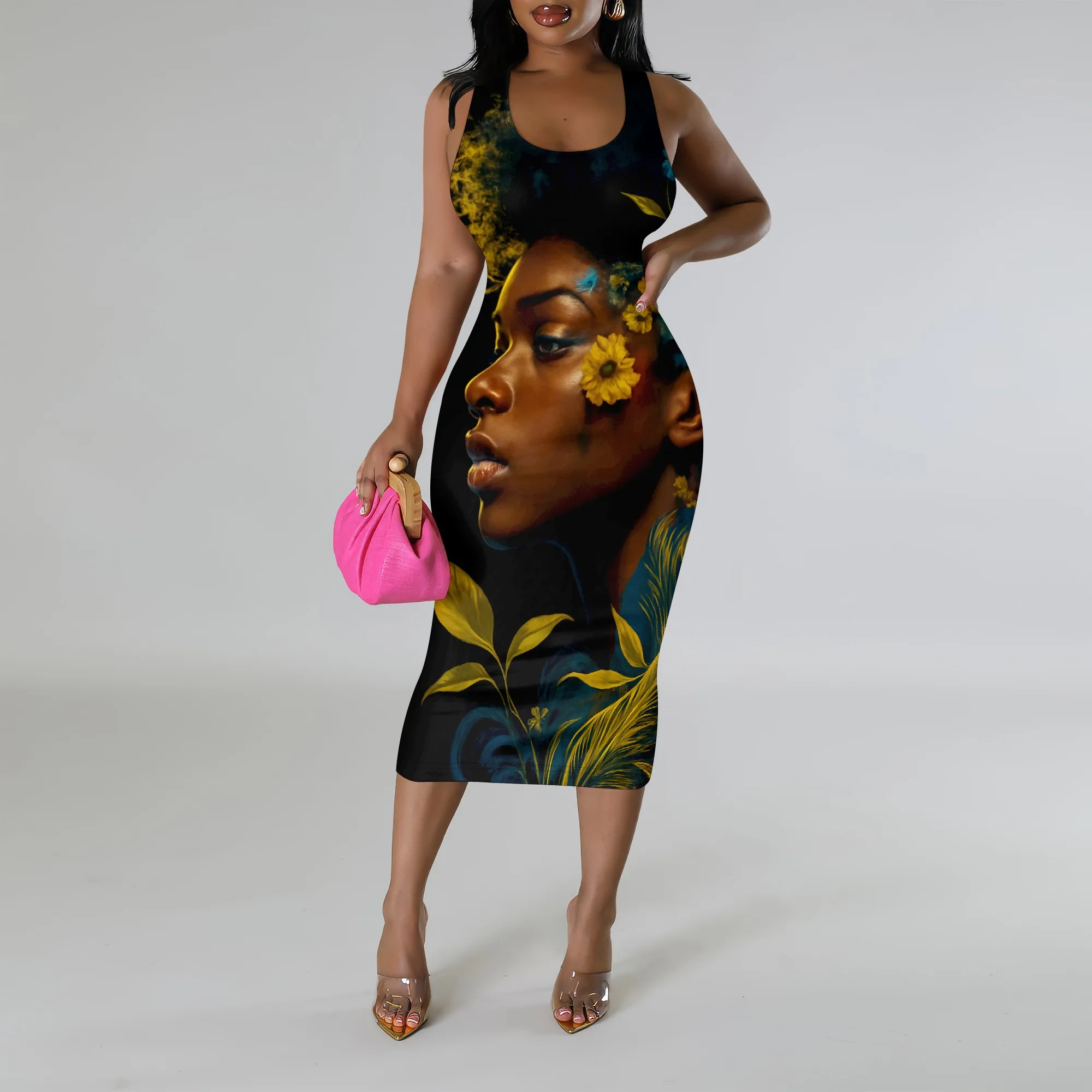 Afro Art Bodycon Dress for Women – Sleeveless Summer Midi Dress with African Queen Print S-3XL Elegant Cultural Wear
Afro Art Bodycon Dress for Women – Sleeveless Summer Midi Dress with African Queen Print S-3XL Elegant Cultural Wear