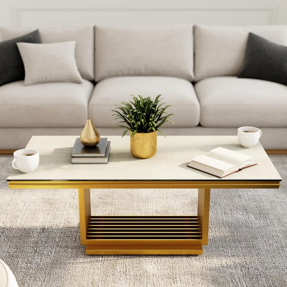 50" Coffee Table, 50" Gold Brushed Coffee Table with Beige Tempered Glass Top, Luxury Gold and Beige Glass Coffee Table for
50" Coffee Table, 50" Gold Brushed Coffee Table with Beige Tempered Glass Top, Luxury Gold and Beige Glass Coffee Table for