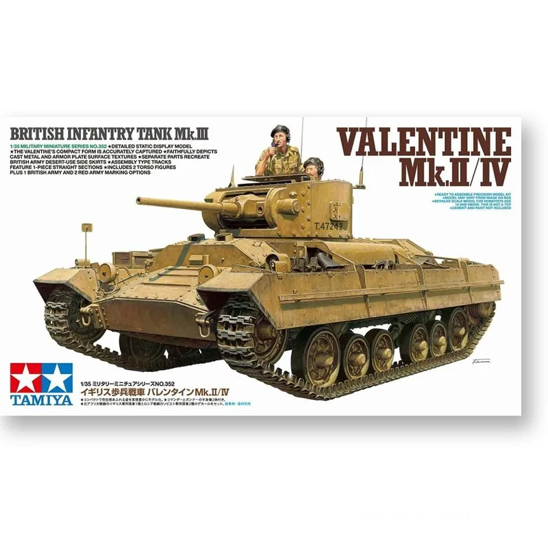 Tamiya 35352 Static Assembled Model Toy 1/35 Scale For British Infantry Tank Mk.III VALENTINE II/IV Model Kit
Tamiya 35352 Static Assembled Model Toy 1/35 Scale For British Infantry Tank Mk.III VALENTINE II/IV Model Kit