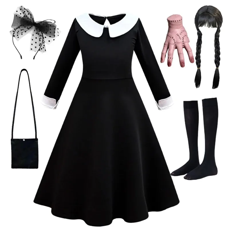 Children Addams Dress Kids Princess Black Wednesday Dance Dress Girls Cosplay Halloween Horror Costume Family Carnival Disguise
Children Addams Dress Kids Princess Black Wednesday Dance Dress Girls Cosplay Halloween Horror Costume Family Carnival Disguise