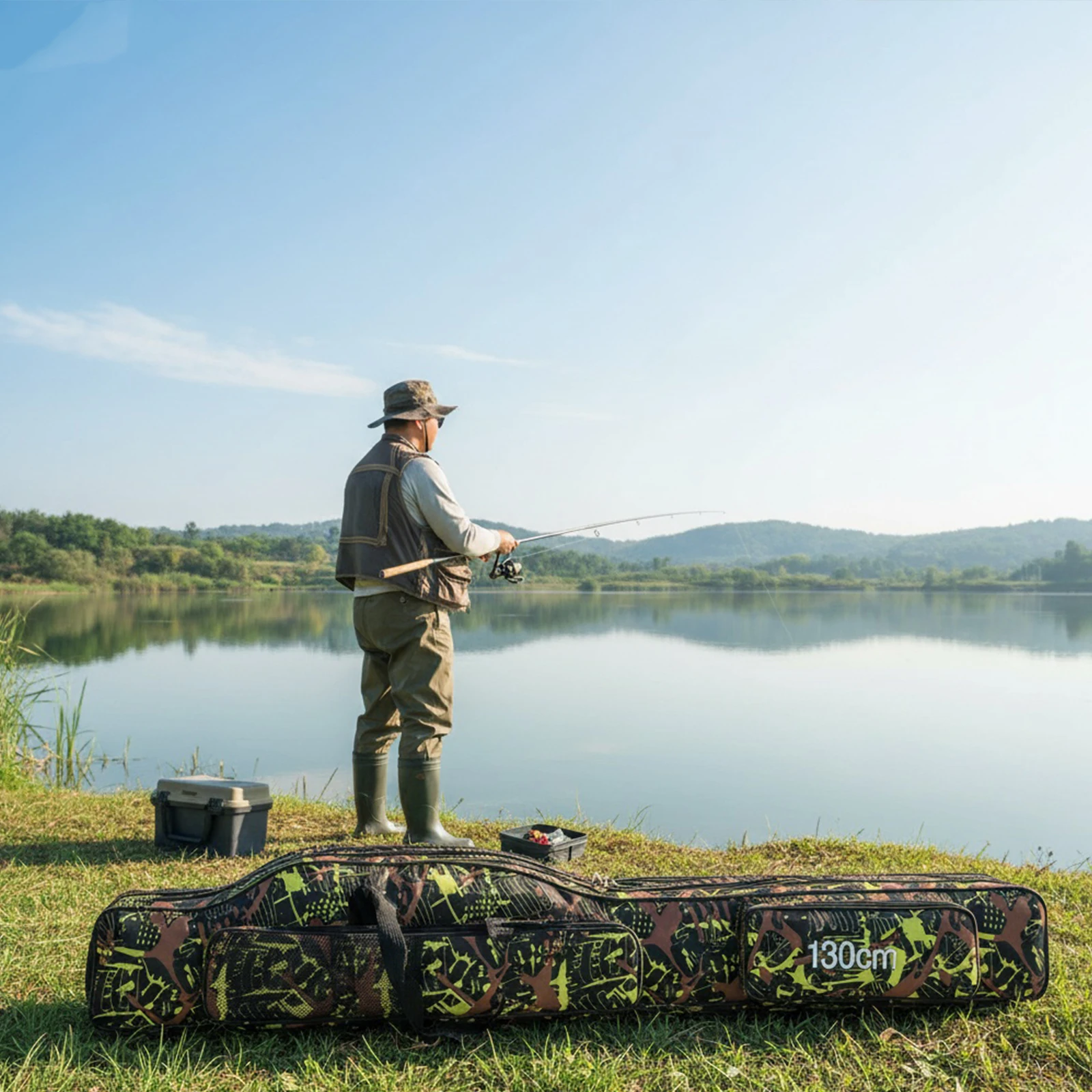 Fish Tackle Rod Holdall Bag Waterproof Oxford 130cm Fishing Reel Tackle Storage Bag Case Large Capacity 130cm for Men Family Travel Gifts (Green camouflage)
Fish Tackle Rod Holdall Bag Waterproof Oxford 130cm Fishing Reel Tackle Storage Bag Case Large Capacity 130cm for Men Family Travel Gifts (Green camouflage)