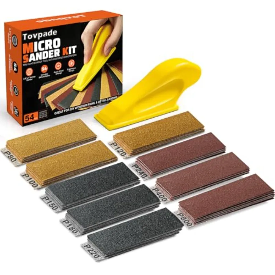 54PCS Premium Micro Sander Detail and Mini Sander Block Precision Small Hand Sanding Tool 80 800 Grit Sandpaper Kit 3-in-1 Set
54PCS Premium Micro Sander Detail and Mini Sander Block Precision Small Hand Sanding Tool 80 800 Grit Sandpaper Kit 3-in-1 Set