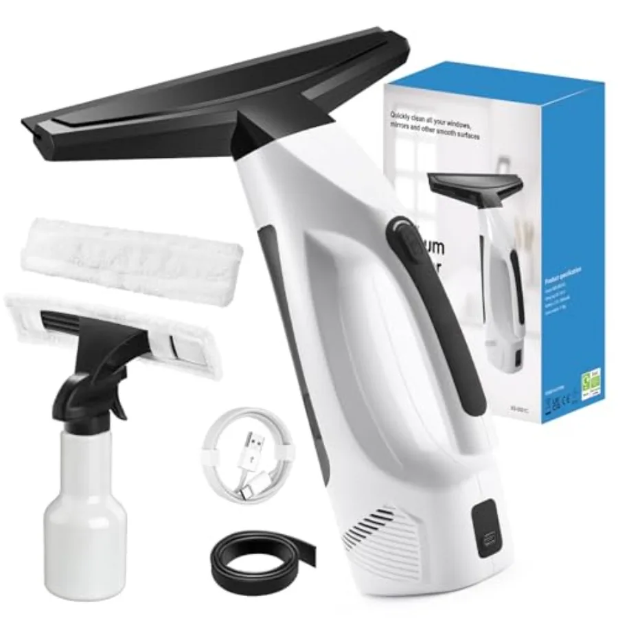 Window Vacuum Squeegee Cordless, 2000Pa Electric Window Vacuum Cleaner with 200ML Water Tank, Rechargeable Electric Squeegee fo
Window Vacuum Squeegee Cordless, 2000Pa Electric Window Vacuum Cleaner with 200ML Water Tank, Rechargeable Electric Squeegee fo