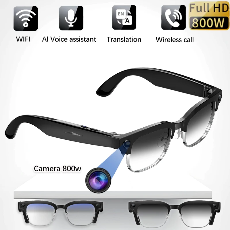 IP65 AI Smart Glasses 800MP HD Camera Take Video Photo Bluetooth Call Voice Assistant Music Player Smart Translation Sunglasses
IP65 AI Smart Glasses 800MP HD Camera Take Video Photo Bluetooth Call Voice Assistant Music Player Smart Translation Sunglasses