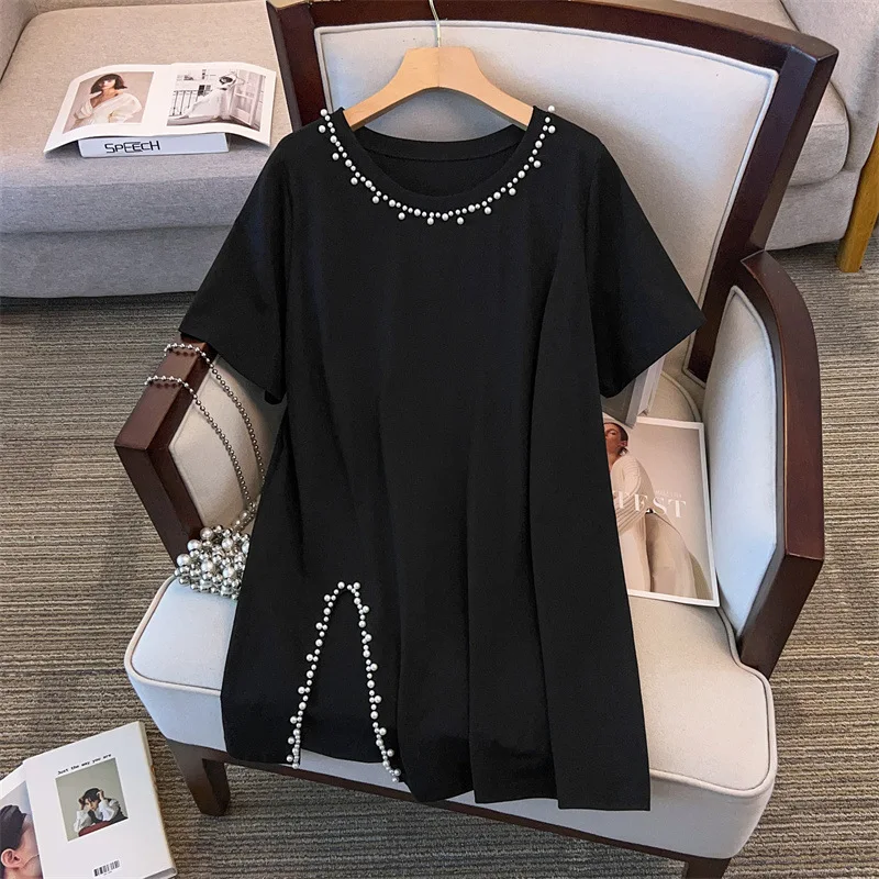 170Kg Plus Size Women's Bust 170 Summer Loose Medium Long Short Sleeved Round Neck Slit T-Shirt Black 5XL 6XL 7XL 8XL 9XL
170Kg Plus Size Women's Bust 170 Summer Loose Medium Long Short Sleeved Round Neck Slit T-Shirt Black 5XL 6XL 7XL 8XL 9XL