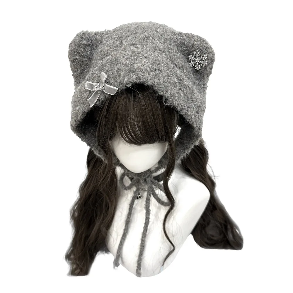 Comfortable Cartoon Cat Ear Knitted Hat Thickened Windproof Pullover Hats Keep Warm Ear Protection Winter Hat For Woman Girls
Comfortable Cartoon Cat Ear Knitted Hat Thickened Windproof Pullover Hats Keep Warm Ear Protection Winter Hat For Woman Girls