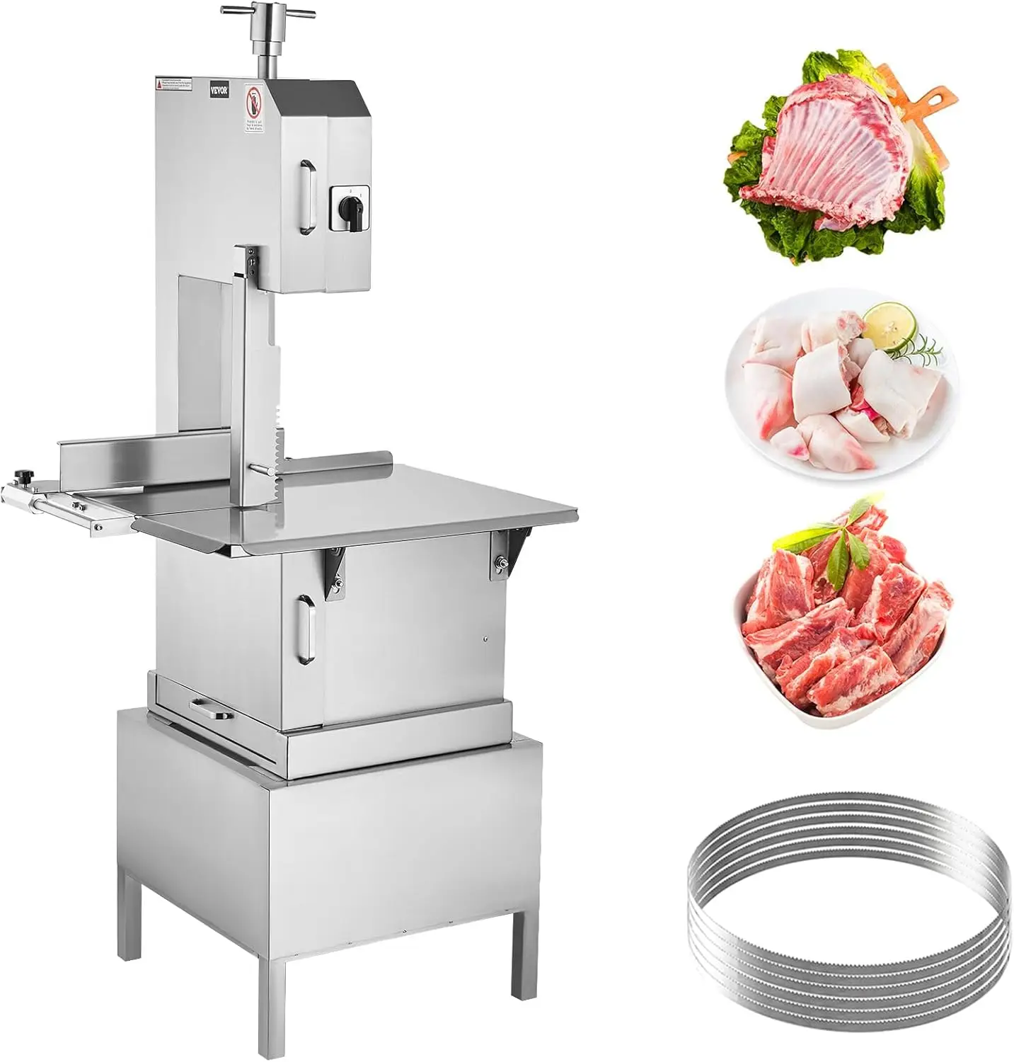 Commercial Electric Meat Bandsaw, 2200W Stainless Steel Vertical Bone Sawing Machine, Workbeach 24.4" x 20.5", 0.16-8.7 Inch Cut
Commercial Electric Meat Bandsaw, 2200W Stainless Steel Vertical Bone Sawing Machine, Workbeach 24.4" x 20.5", 0.16-8.7 Inch Cut