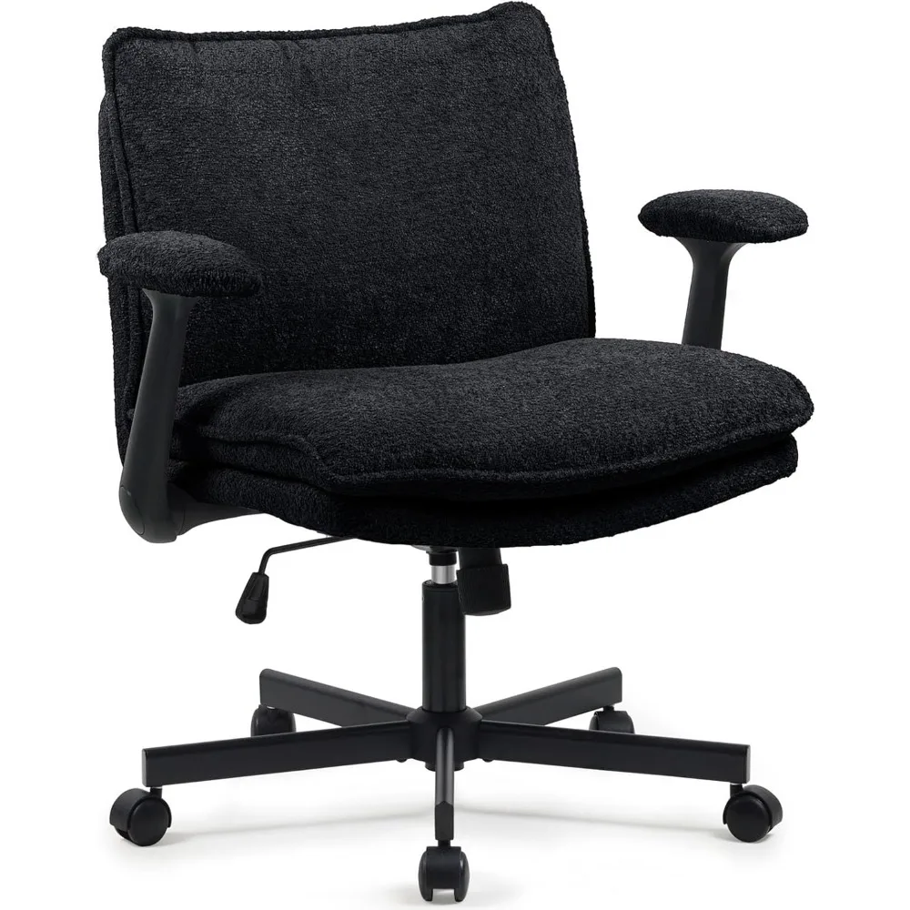 Criss Cross Legged Office Chair with Wheels and Flip-Up Arms, Upholstered Criss Cross Desk Chair, Wide Seat Chairs for Home Offi
Criss Cross Legged Office Chair with Wheels and Flip-Up Arms, Upholstered Criss Cross Desk Chair, Wide Seat Chairs for Home Offi