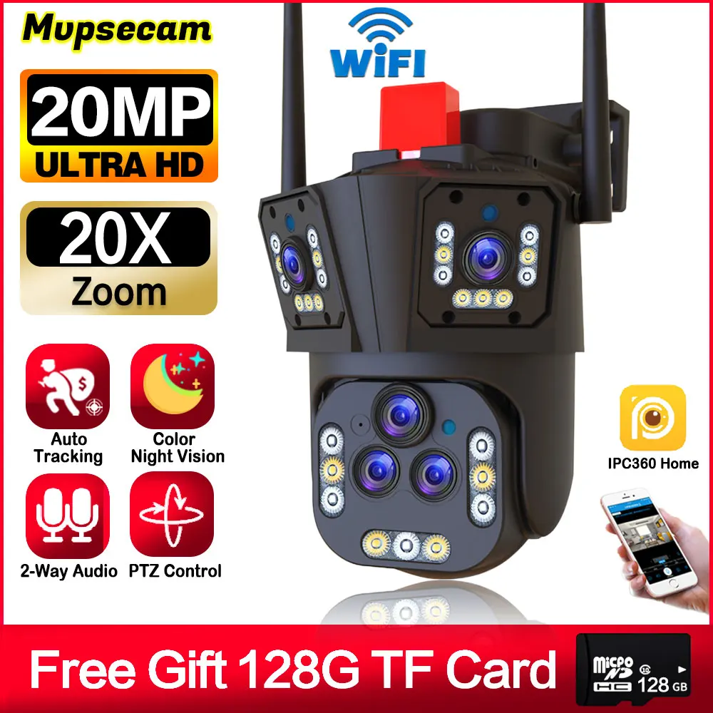 Smart WIFI Surveillance Camera 20MP Multi Lens Camera 20X Zoom PTZ Smart Home AI Human Tracking 360 Wireless Outdoor CCTV Camera
Smart WIFI Surveillance Camera 20MP Multi Lens Camera 20X Zoom PTZ Smart Home AI Human Tracking 360 Wireless Outdoor CCTV Camera