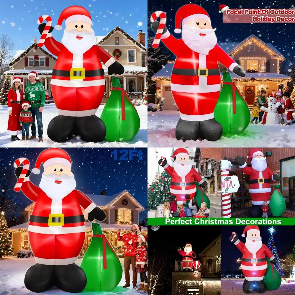 Giant 12ft Outdoor Christmas Santa with LED Lights and Gift Bag Inflatable for Lawn Holiday Decor
Giant 12ft Outdoor Christmas Santa with LED Lights and Gift Bag Inflatable for Lawn Holiday Decor