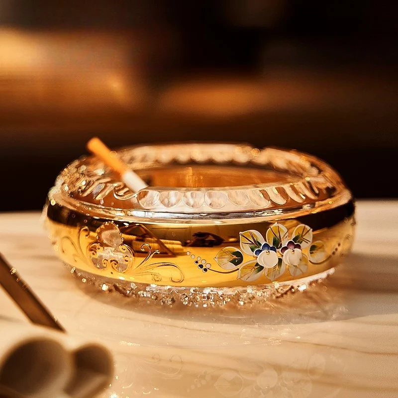 Flower crystal ashtray fashion creative gift gold enamel ashtray living room ashtray
Flower crystal ashtray fashion creative gift gold enamel ashtray living room ashtray