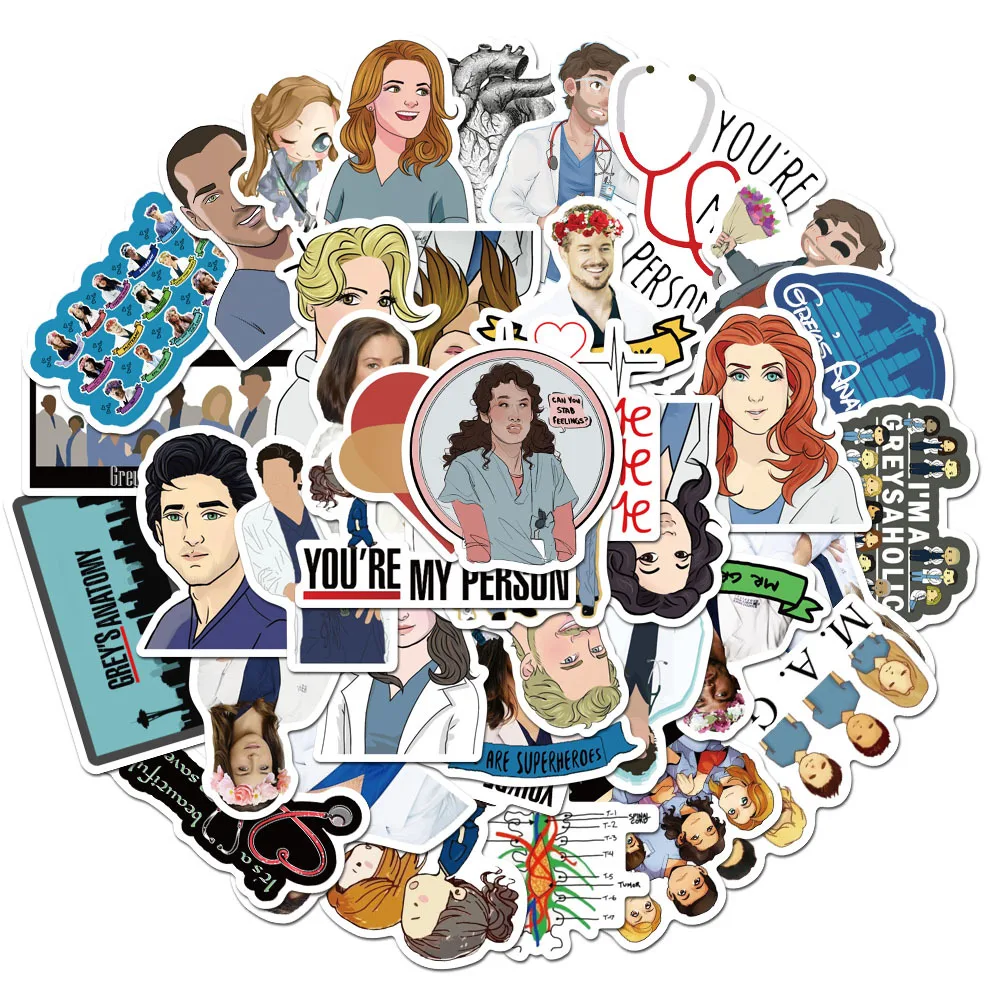 50pcs Cartoon Greys Anatomy Graffiti Stickers Classic TV Series Decals for Motorcycle Luggage Notebook Waterproof Decals Toys
50pcs Cartoon Greys Anatomy Graffiti Stickers Classic TV Series Decals for Motorcycle Luggage Notebook Waterproof Decals Toys