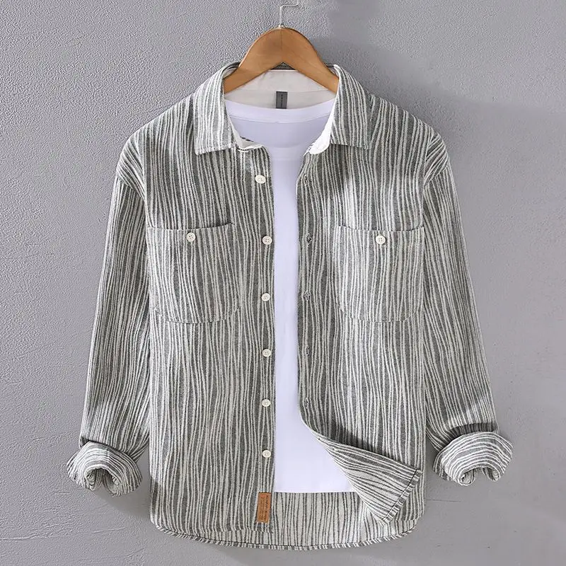 Irregular Vertical Striped Workwear Long-sleeved Shirt Jacket for Men 2025 New Autumn Loose Trendy Versatile Top
Irregular Vertical Striped Workwear Long-sleeved Shirt Jacket for Men 2025 New Autumn Loose Trendy Versatile Top