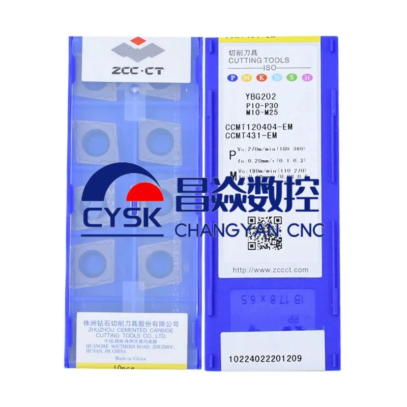 Original ZCCCT CCMT120404-EM YBG202 YBG205 YBM153 carbide insert for CNC cutting Tools
Original ZCCCT CCMT120404-EM YBG202 YBG205 YBM153 carbide insert for CNC cutting Tools