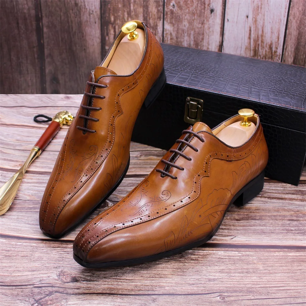 Men Fashion Leather Suede Pointed Men's Business Casual Brown Carved Oxford Shoe Shoes Soft Sole Soft Leather British Men's Shoe
Men Fashion Leather Suede Pointed Men's Business Casual Brown Carved Oxford Shoe Shoes Soft Sole Soft Leather British Men's Shoe