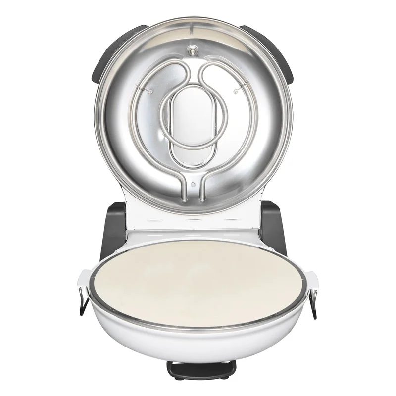 Electric Pizza Maker 12-inch, 1200W with Cordierite Stone, 5-Temperature Settings, Viewing Window, Heats to 788°F, White
Electric Pizza Maker 12-inch, 1200W with Cordierite Stone, 5-Temperature Settings, Viewing Window, Heats to 788°F, White