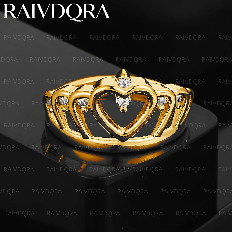 18K Gold Plated Heart Crown Wedding Ring For Women Fashion Jewelry Noble Grace Engagement Accessories
18K Gold Plated Heart Crown Wedding Ring For Women Fashion Jewelry Noble Grace Engagement Accessories